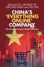 "China's 'Everything Online' Company: The Unique Innovation Model of Tencent" in großen Buchstaben, Einkaufswagen-Symbole, rote Sterne.