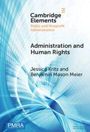 Text: "Cambridge Elements Public and Nonprofit Administration Administration and Human Rights Jessica Kritz and Benjamin Mason Meier". Im Hintergrund blaue, wirbelnde Linien.