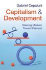 "Gabriel Cepaluni, 'Capitalism & Development: Steering Markets Toward Fairness'. Bunte geometrische Formen, Balancekonzept."