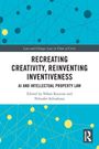 „RECREATING CREATIVITY, REINVENTING INVENTIVENESS“. Blau-weißer Hintergrund mit gelben und schwarzen Punkten, Linien.