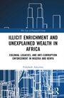 „Illicit Enrichment and Unexplained Wealth in Africa“ von Folashade Adeyemo. Abstrakte Stadtlinien auf blauem Hintergrund.