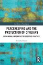 "Peacekeeping and the Protection of Civilians" in Großbuchstaben. Darunter blauer Hintergrund mit abstrakten gelben Mustern.