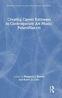 Text: "Creating Career Pathways in Contemporary Art Music: FutureMakers." Blauer Hintergrund mit weißen Linien.