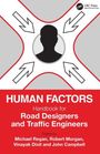 "HUMAN FACTORS Handbook for Road Designers and Traffic Engineers" in Weiß auf Rot, mit Silhouette innerhalb von Pfeilen.