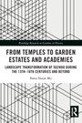 Titel: "From Temples to Garden Estates and Academies". Autor: Pania Yanjie Mu. Schwarze geometrische Linien.