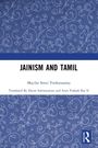 Text: "JAINISM AND TAMIL" von Mayilai Seeni Venkatasamy. Übersetzt von Darun Subramanian und Arun Prakash Raj N.  
Blaues Muster.