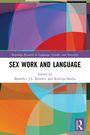 „Sex Work and Language“ von Benedict J.L. Rowlett und Rodrigo Borba. Bunte geometrische Formen im Hintergrund.