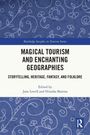 Titel: Magical Tourism and Enchanting Geographies. Ein blau-weißes Design mit floralen Mustern und einem Logo.
