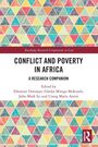 Titel: "Conflict and Poverty in Africa: A Research Companion". Buntes Hintergrundmuster mit farbigen Dreiecken. Routledge-Logo.