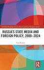 "Russia's State Media and Foreign Policy, 2000–2024", Tina Burrett, mit bunten überlappenden geometrischen Formen.