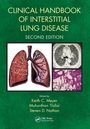 "CLINICAL HANDBOOK OF INTERSTITIAL LUNG DISEASE SECOND EDITION" steht in großen, gelben Buchstaben auf grünem Hintergrund. Illustrationen von Lungen im Mittelpunkt.