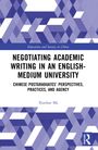 Buchcover mit dem Titel: "Negotiating Academic Writing in an English-Medium University" von Xiaohao Ma, blau-weißes geometrisches Muster.