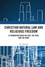 Titel: Christian Natural Law and Religious Freedom. Untertitel: A Foundation Based on Love, the True, and the Good. Autor: Alex Deagon. Oben und unten stilisierte Linien von Gebäuden auf blauem Grund.