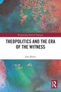 "Theopolitics and the Era of the Witness," Jane Barter. Abstrakte Aquarell-Illustration in Blau- und Orangetönen.