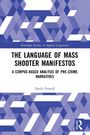 Titel: "The Language of Mass Shooter Manifestos". Autorin: Emily Powell. Blauer, geometrischer Hintergrund.