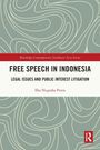 Text: "Routledge Contemporary Southeast Asia Series, FREE SPEECH IN INDONESIA, LEGAL ISSUES AND PUBLIC INTEREST LITIGATION, Eka Nugraha Putra." Hintergrund: Abstrakte, wellenförmige Linien.