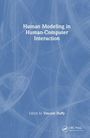 "Human Modeling in Human-Computer Interaction" von Vincent Duffy. Blauer Hintergrund mit abstraktem Linienmuster.