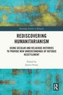 Buchtitel "Rediscovering Humanitarianism", Untertitel über Flüchtlingsumsiedlung, bearbeitet von Jessica Stroja. Abstrakte Kunst.