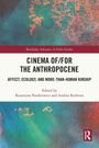 Text: "Cinema of/for the Anthropocene: Affect, Ecology, and More-than-Human Kinship." Gemälde mit abstrakten Mustern.
