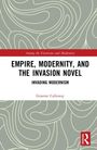 Buchtitel: "Empire, Modernity, and the Invasion Novel: Invading Modernism" von Graeme Calloway. Abstraktes Muster im Hintergrund.