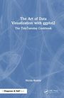 "The Art of Data Visualization with ggplot2: The TidyTuesday Cookbook" von Nicola Rennie. Blaues abstraktes Hintergrundmuster.