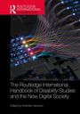 "The Routledge International Handbook of Disability Studies and the New Digital Society, Edited by Kristofer Hansson." Logo oben links. Farbige Lichtbahnen und Pixel.
