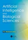 "Artificial Intelligence and Biological Sciences" von P.V. Mohanan. Blau-gelber Farbverlauf mit CRC Press Logo.