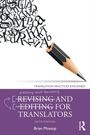 Eine violette Buchabdeckung mit einem Bleistift, der Buchstaben hervorbringt. Text: "REVISING AND EDITING FOR TRANSLATORS".