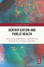 "Gentrification and Public Health", Editorialteam genannt, bunter abstrakter Hintergrund, Routledge-Logo.