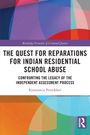 "The Quest for Reparations for Indian Residential School Abuse" auf buntem geometrischen Hintergrund; Autor: Konstantin Petoukhov.