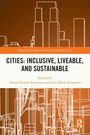 "CITIES: INCLUSIVE, LIVEABLE, AND SUSTAINABLE." Oben sind stilisierte Umrisse von Gebäuden auf braunem Hintergrund.