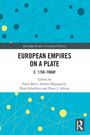 "European Empires on a Plate: c. 1750–Today" steht in der Mitte. Blauer Hintergrund mit gelben und dunklen Kreisen vernetzt.