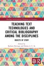"Teaching Text Technologies and Critical Bibliography Among the Disciplines. Bunte Dreiecke, Logo unten rechts."
