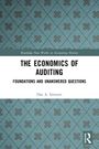 Buchtitel: "THE ECONOMICS OF AUDITING" von Dan A. Simunic, mit grünem geometrischem Musterhintergrund.