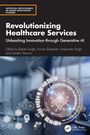 "Revolutionizing Healthcare Services: Unleashing Innovation through Generative AI." Tech-Grafik mit KI-Symbolen.