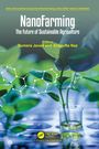 „NanoFarming: The Future of Sustainable Agriculture“; Pflanzen in Laborumgebung, chemische Struktur, CRC Press Logo.