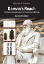 "Darwin's Reach", "21st Century Applications of Evolutionary Biology", "Second Edition". Darwin-Statue, wissenschaftliche Diagramme.