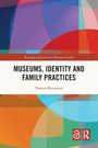 "Museums, Identity and Family Practices" von Theano Moussouri, buntes abstraktes Design mit roten und blauen Flächen.
