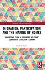 Titel: "Migration, Participation and the Making of Homes". Farbige Dreiecke im Hintergrund. Autorin: Susanne Berliner.