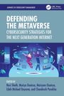 "DEFENDING THE METAVERSE: CYBERSECURITY STRATEGIES FOR THE NEXT GENERATION INTERNET." Zwei Personen mit VR-Brillen vor digitalen Grafiken.