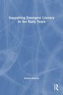 Titel: "Supporting Emergent Literacy in the Early Years". Autor: Sinéad Harmey. Blauer Hintergrund mit weißen Linien.