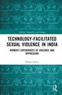 „TECHNOLOGY-FACILITATED SEXUAL VIOLENCE IN INDIA“ von Sahana Sarkar; türkiser Hintergrund mit R-Muster-Logo.