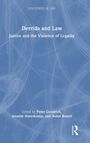 Text: "DISCOURSES OF LAW. Derrida and Law: Justice and the Violence of Legality. Edited by Peter Goodrich, Anselm Haverkamp, Avital Ronell." Abstrakte blaue Linien, Logo rechts unten.