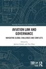 Titel: "Aviation Law and Governance". Hintergrund: Blaupausen von technischen Zeichnungen.