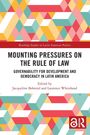 Text: "Mounting Pressures on the Rule of Law". Geometrische Muster; Logo unten rechts.