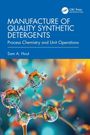 Cover-Text: „MANUFACTURE OF QUALITY SYNTHETIC DETERGENTS“. Abbildung: Bunte Molekülstruktur auf blauem Hintergrund.