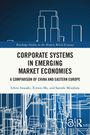 "Corporate Systems in Emerging Market Economies" ist der Titel. Skizze von weißen Gebäuden auf blauem Hintergrund.