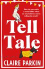 „How do you catch a serial killer when no-one believes you're telling the truth?“ Gelber Kakadu und Terrier auf rotem Hintergrund.