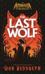 „The Moonhaven Chronicles: The Last Wolf“. Illustration mit Figuren vor Wolfssilhouette und Bäumen, im Stil eines Buchcovers.