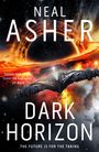 "NEAL ASHER", "NOBODY DOES SCIENCE FICTION LIKE NEAL ASHER", "DARK HORIZON", "THE FUTURE IS FOR THE TAKING". Sci-Fi-Szene.